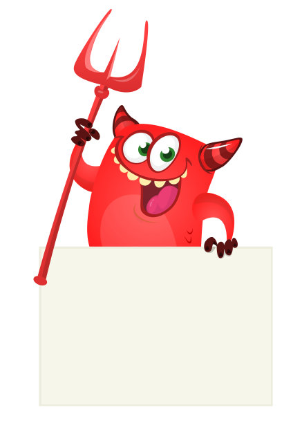 红魔鬼手握白布。撒旦拿着招牌图片下载