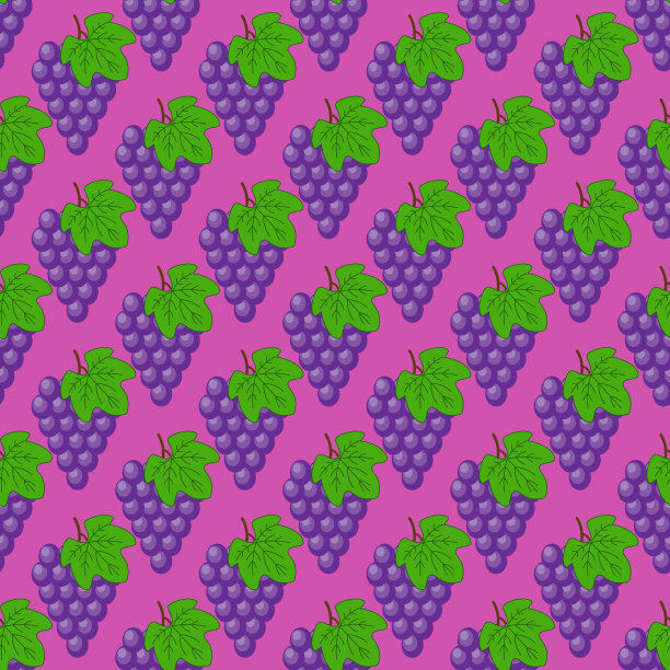 无缝彩色葡萄水果图案，矢量插图图片下载