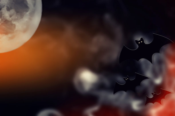 万圣节的背景，飞翔的蝙蝠图片下载