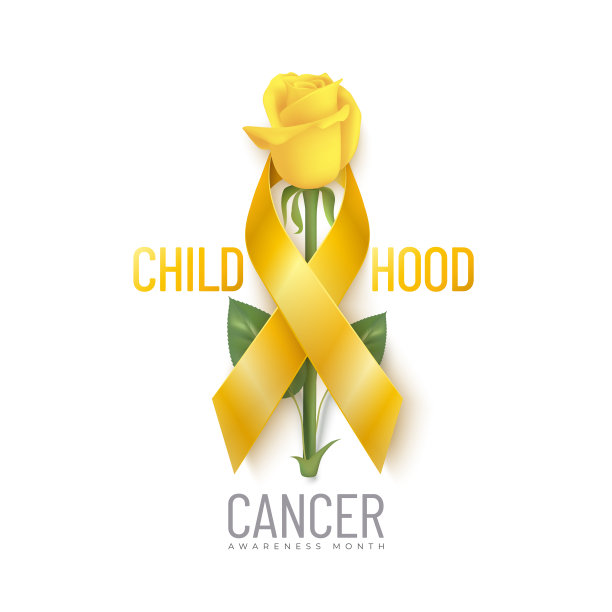 儿童癌症意识矢量横幅与金丝带图片下载