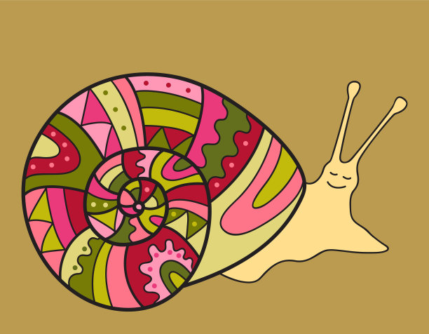 蜗牛可爱的矢量插图。图片下载
