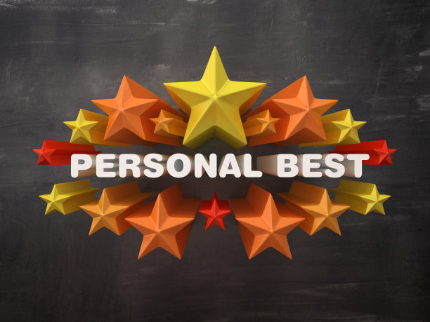 彩色星星与个人最佳短语在黑板背景- 3D渲染图片下载