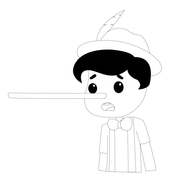 皮诺曹故事黑白矢量插图图片下载