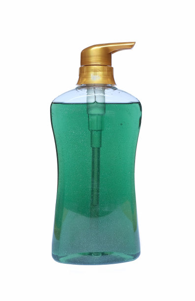 绿色沐浴露孤立在白色背景和剪切路径图片下载