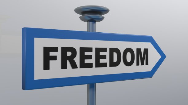 自由蓝色箭头标志- 3D渲染插图图片下载