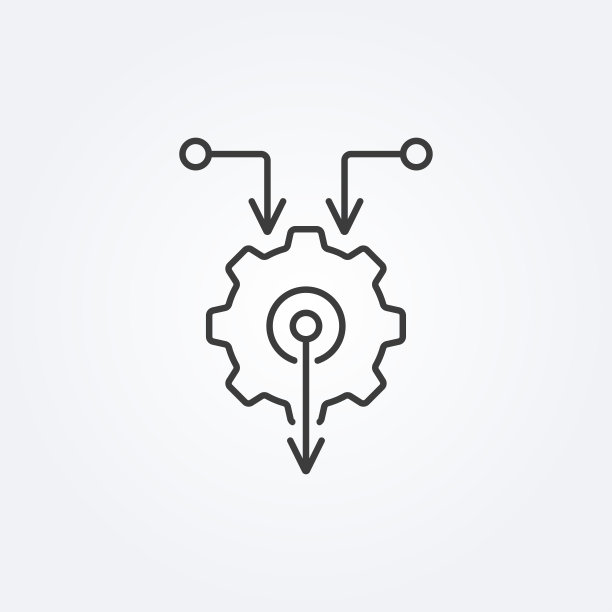 带箭头的齿轮线图标。技术,集成的概念。矢量插图。图片下载