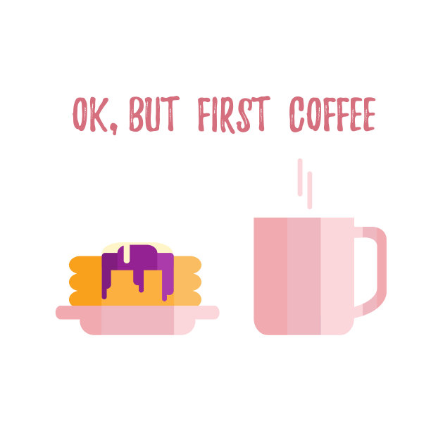 一杯咖啡，一勺肉汁煎饼和一勺冰淇淋。图片下载