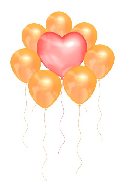 在白色孤立的背景上，粉红色的心形气球被金色的气球包围。三维渲染图片下载