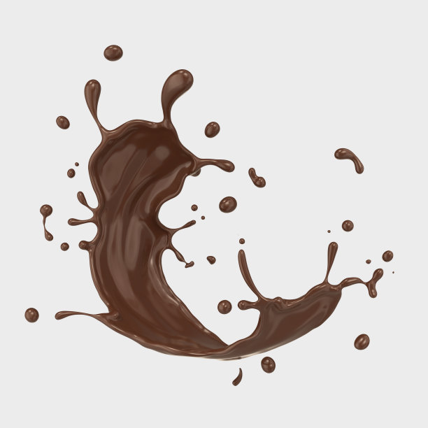 背景上孤立的巧克力飞溅。图片下载