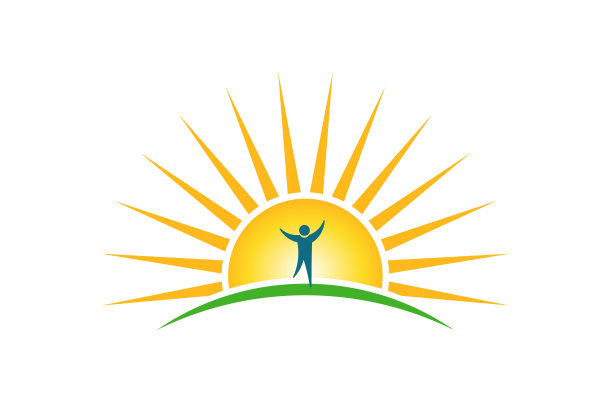 快乐的人在阳光早上的标志。希望与力量理念图片下载
