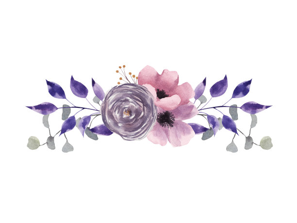 手绘水彩组成与树叶和花朵。图片下载