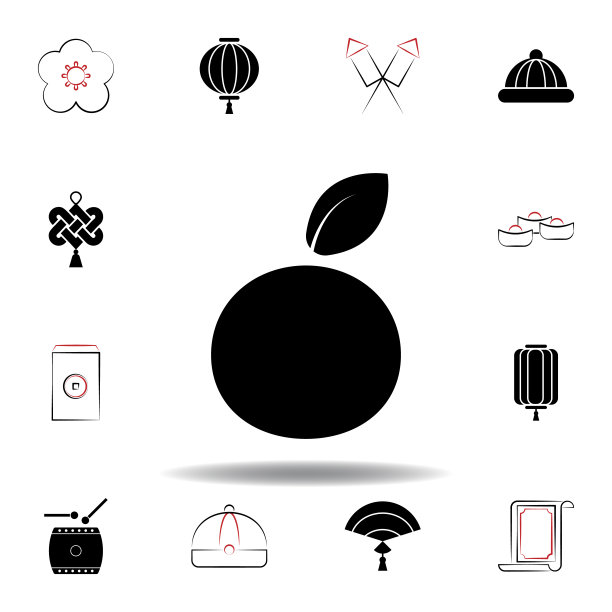 新年中国橘子图标在白色的背景图片下载