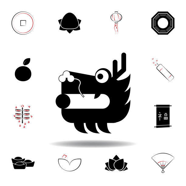 新年中国龙的图标在白色的背景图片下载