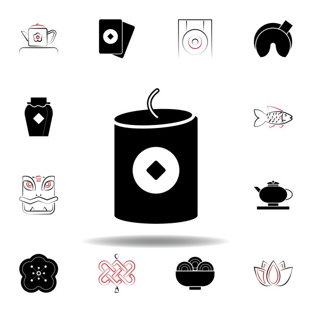 新年中国烟花图标上的白色背景图片下载