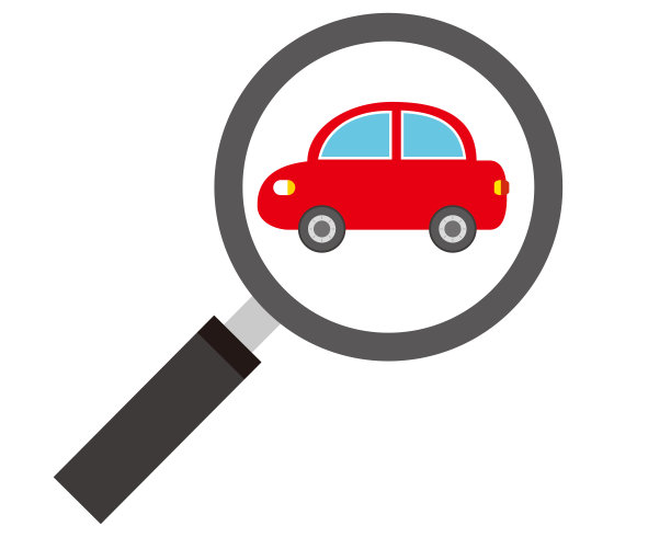 放大镜。汽车插图。汽车评估。图片下载