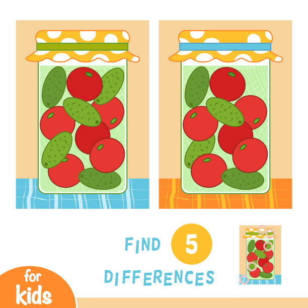 寻找差异，教育游戏，酱菜罐图片下载