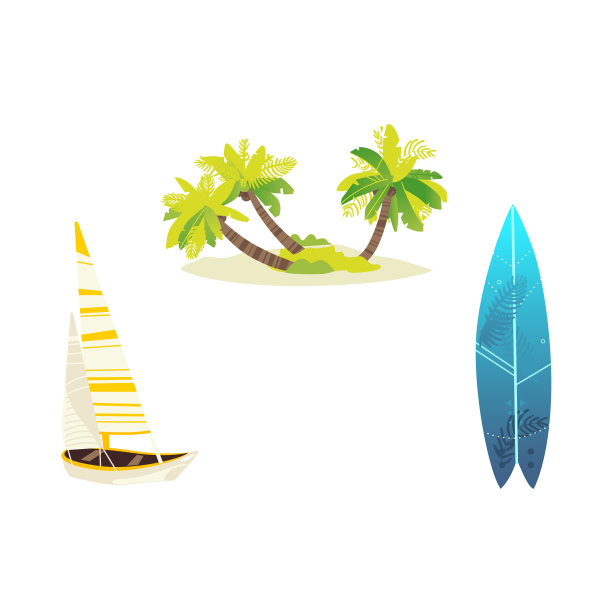 矢量平坦旅行海滩度假标志图标图片下载