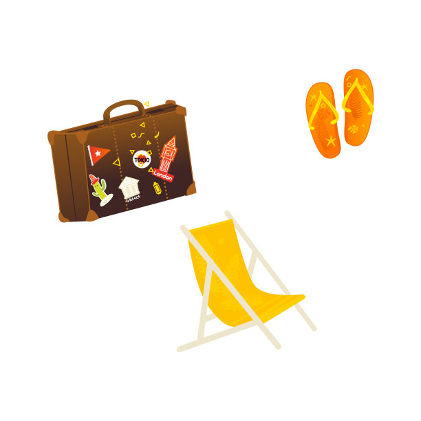 矢量平坦旅行海滩度假标志图标图片下载