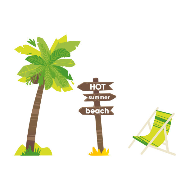 矢量平坦旅行海滩度假标志图标图片下载
