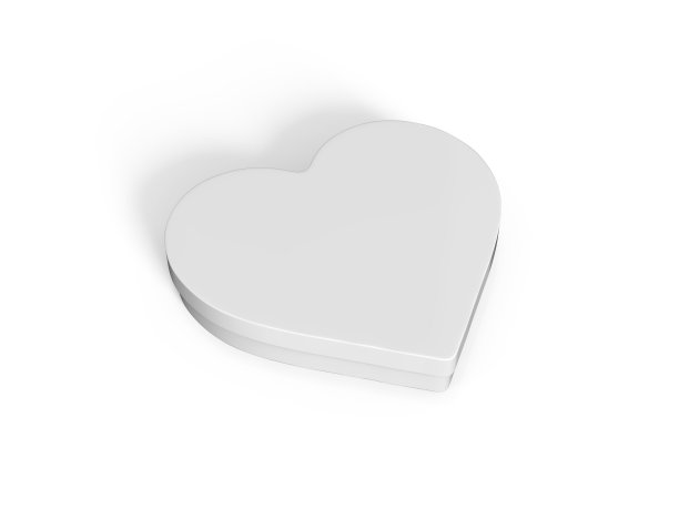 空白白色心形礼盒模拟模板上孤立的白色背景，准备设计演示，3d插图图片下载
