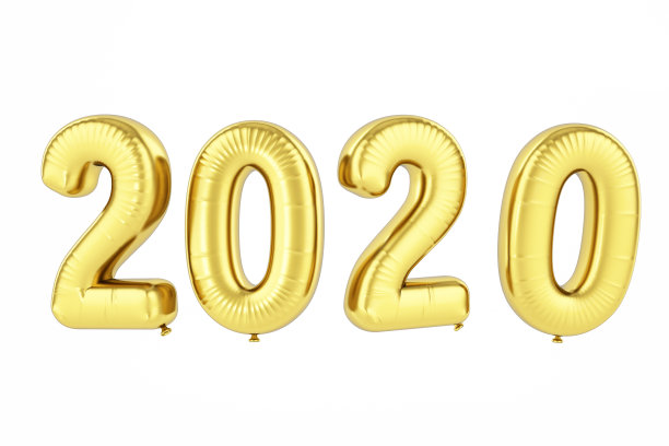 2020个气球。新年的概念素材图片