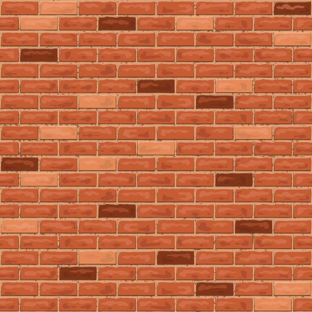 向量红棕色现实砖墙无缝模式。图片下载