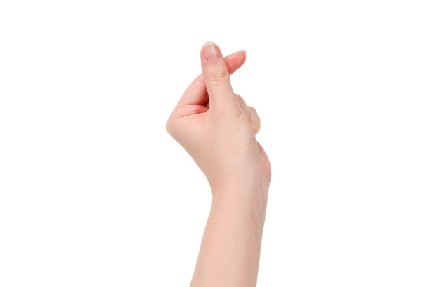 女人的手孤立在白色。心的象征。图片下载