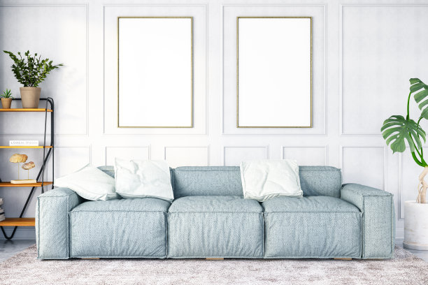 客厅里的两个空画框图片下载