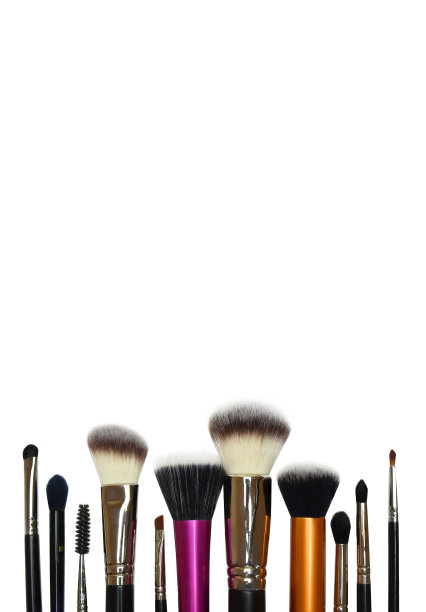 孤立的化妆刷在白色的背景图片下载