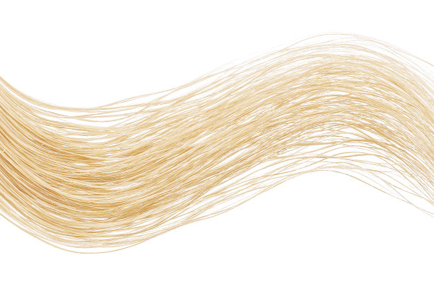 金色闪亮的波浪状头发，孤立在白色之上图片下载
