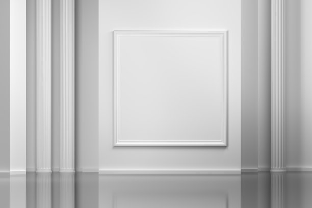 画廊内墙与空画框图片下载