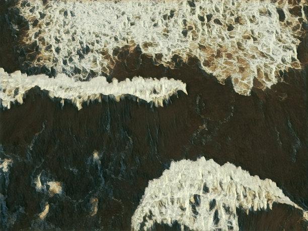 鸟瞰图的大海浪程式化的数字艺术品图片下载