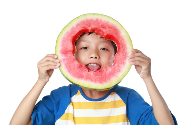 孩子吃西瓜图片下载