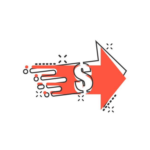 转账图标在漫画风格。美元矢量卡通插图在白色孤立的背景。支付业务概念飞溅效应。图片下载