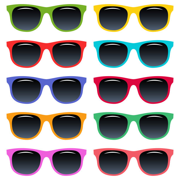 收集塑料彩色太阳镜，矢量图标图片下载
