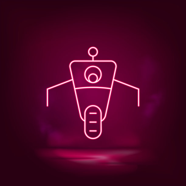 机器人，汽车霓虹灯图标-向量。人工智能。图片下载