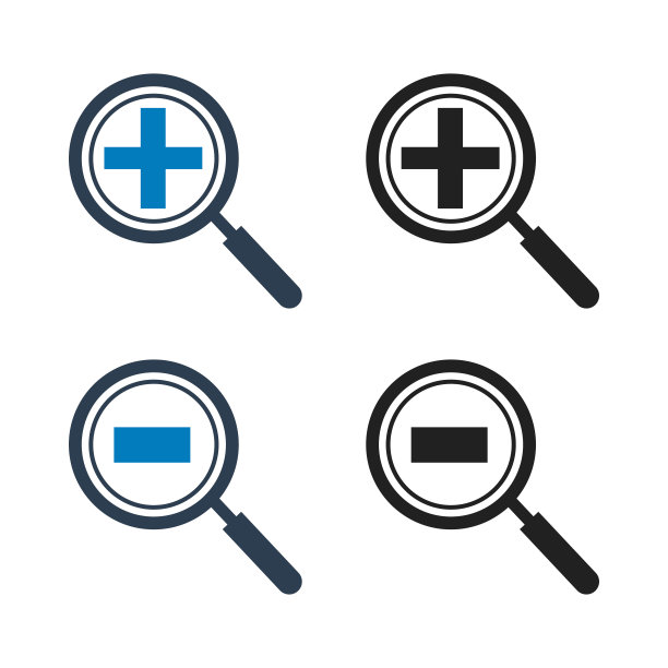 放大类图标集。平面风格向量EPS。图片下载