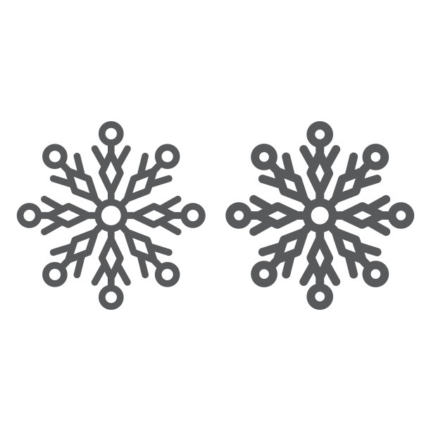 雪花线和字形图标，冬季和冰，雪标志，矢量图形，白色背景上的线性图案。图片下载