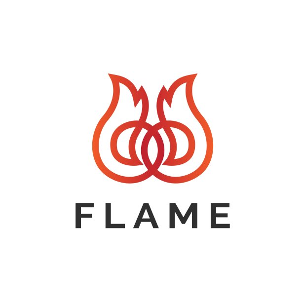 火焰标志设计与火线艺术插图在红橙色和黄色渐变颜色图片下载