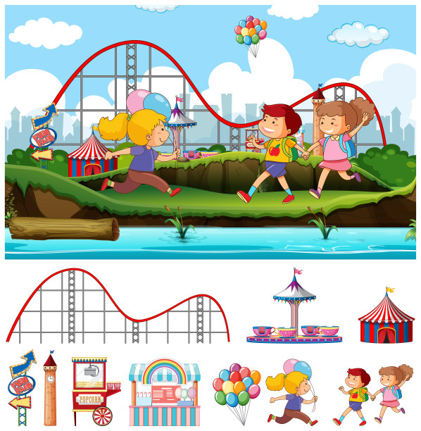 儿童游乐场的场景背景设计图片下载
