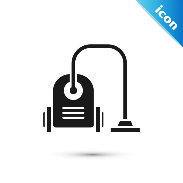 黑色吸尘器图标隔离在白色背景。矢量图图片下载