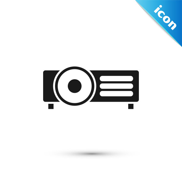 黑色展示，电影，电影，媒体投影仪图标孤立在白色背景。矢量图图片下载