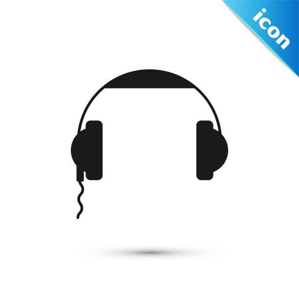 黑色耳机图标隔离在白色背景。耳机的信号。听音乐、服务、沟通和操作员的概念。矢量图图片下载