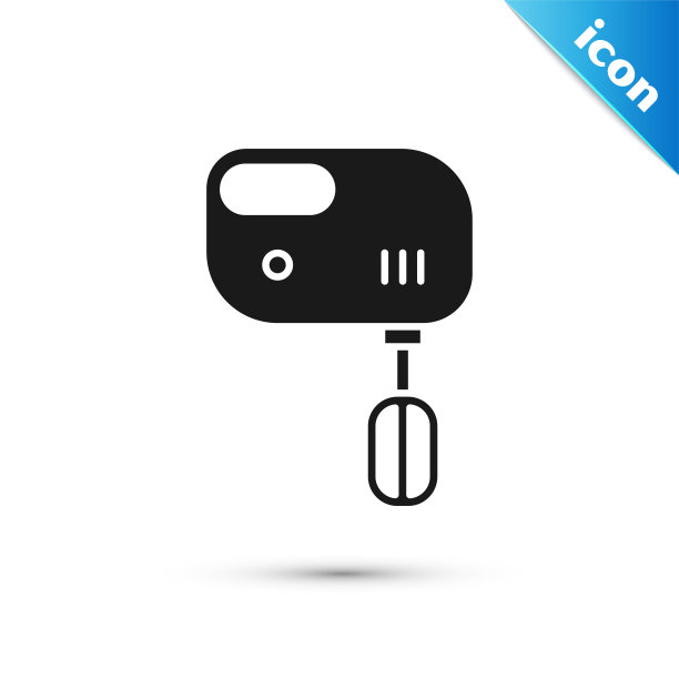 黑色电动混频器图标孤立的白色背景。厨房的搅拌器。矢量图图片下载