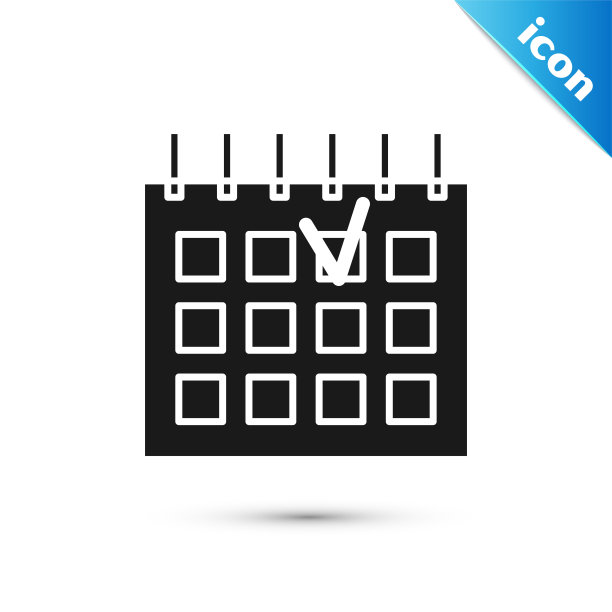 黑色详细日历图标孤立在白色背景。事件日历。矢量图图片下载