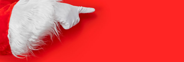 圣诞老人的手在一个空白的红色横幅上显示着什么图片下载