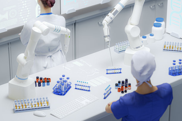 有机械臂的现代实验室图片下载