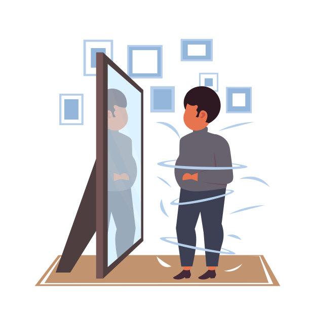 肥胖超重的男人看着镜子里的映像悲伤肥胖的非裔美国人不健康的生活方式肥胖概念平坦的全身图片下载