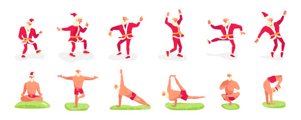 一套年轻的运动圣诞老人图片下载