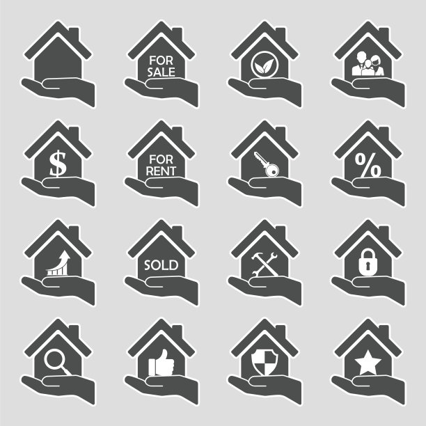 房地产的图标。集5。贴纸设计。矢量插图。图片下载